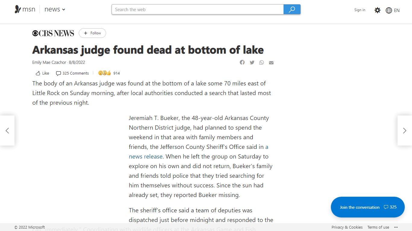 Arkansas judge found dead at bottom of lake - msn.com